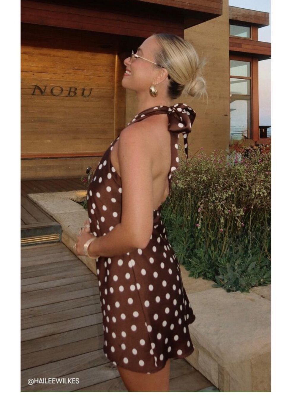 Show Me Your MuMu Brown Polka Dot Halter Mini Dress - Picture 2 of 5
